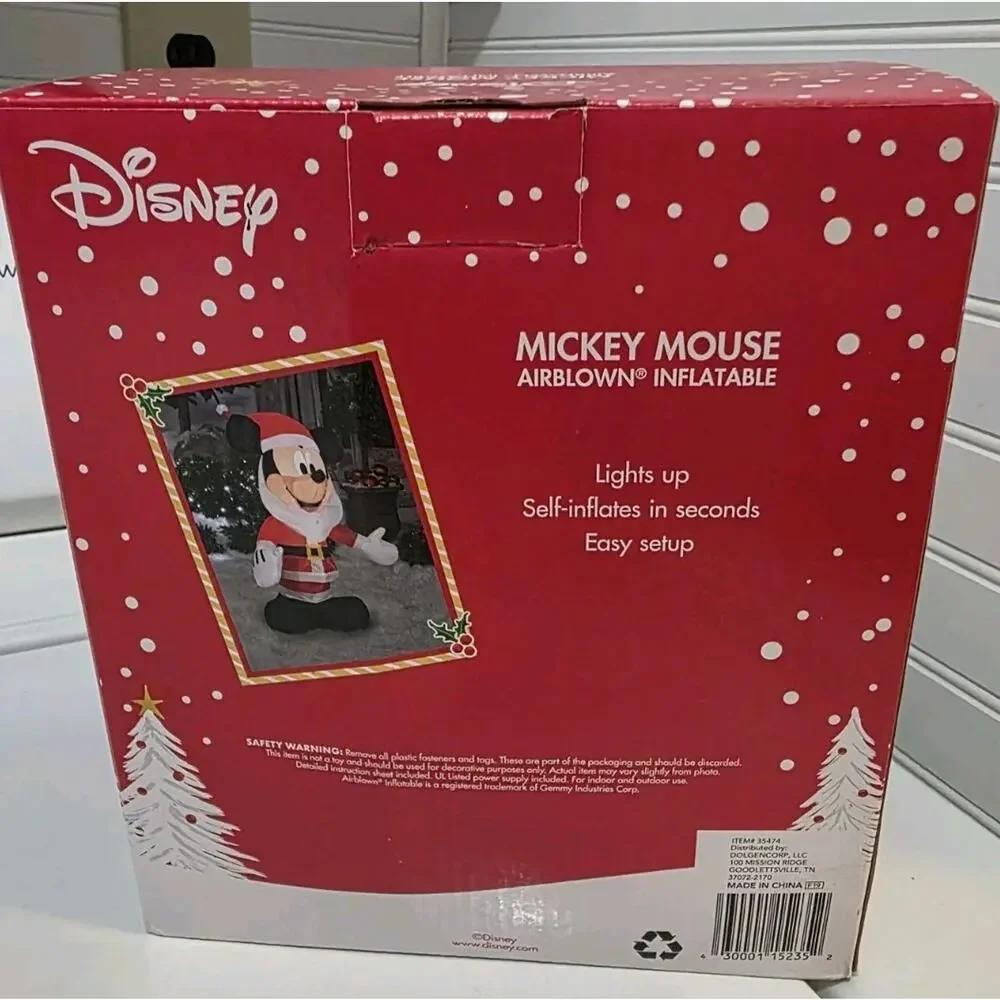 Disney Santa Suit Mickey Mouse Gemmy Christmas Airblown Inflatable 3.5' Tall